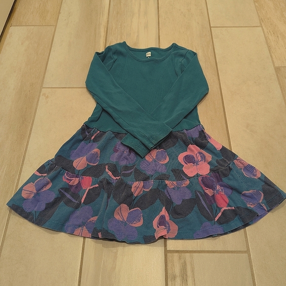 Tea Collection dress Bundle ruffle long sleeve floral 4T 4 Pink Blue - Picture 6 of 8